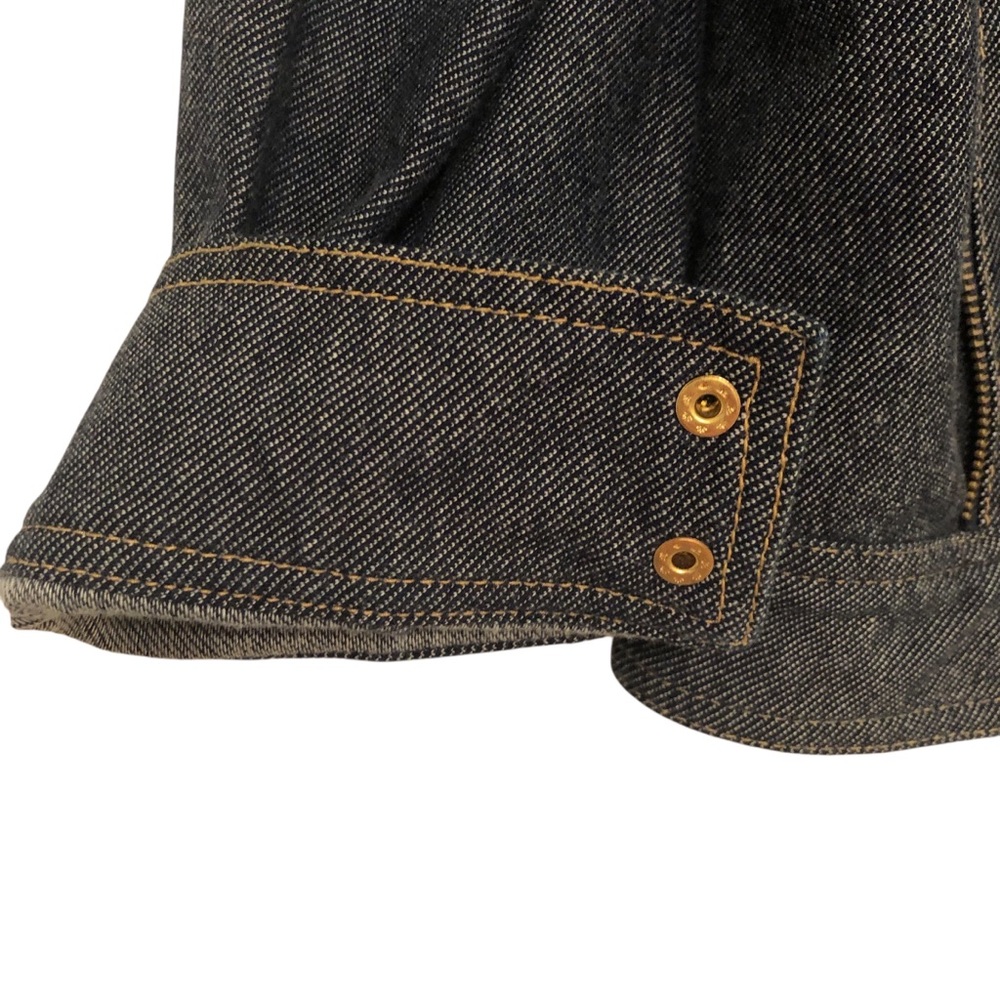 Vintage Y2K Baby Phat Dark Denim Jacket with Gold-Tone Zippers & Studs Size 2X - Picture 7 of 10